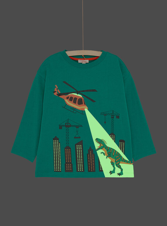 T-shirt verde imperiale con motivo dinosauro bambino SOKHOTEE3 / 23W902Q3TMLG627